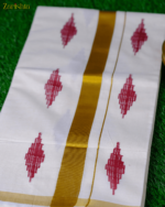 Embroidered Kerala Kasav Saree - Image 2