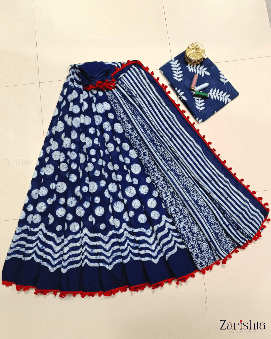 4-9-1.png Hand Block Print Mul- Mul Cotton Saree - Image 1