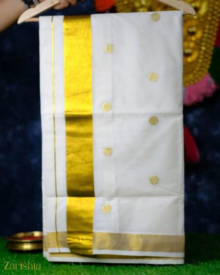 Embroidered Polka Kasav Saree