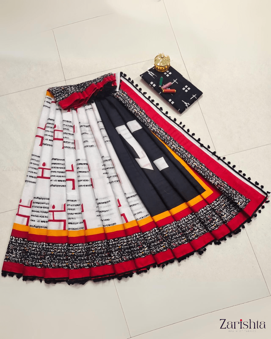 8-3-1.png Hand Block Print Mul- Mul Cotton Saree - Image 1