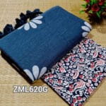 Deep Grey Khadi Saree with Printed Blouse