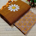 Mustard Yellow Khadi Saree with Printed Blouse