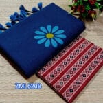 Blue Khadi Saree with Printed Blouse