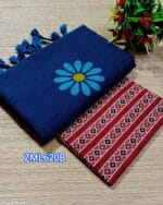 Blue Khadi Saree with Printed Blouse