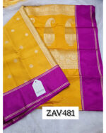 Banarasi Semi Katan Saree – Raw Mango - Image 4